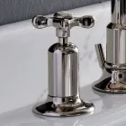 Mezclador de lavabo de 3 orificios con caño alto en acabado níquel Made in Italy - Rojo Viadurini