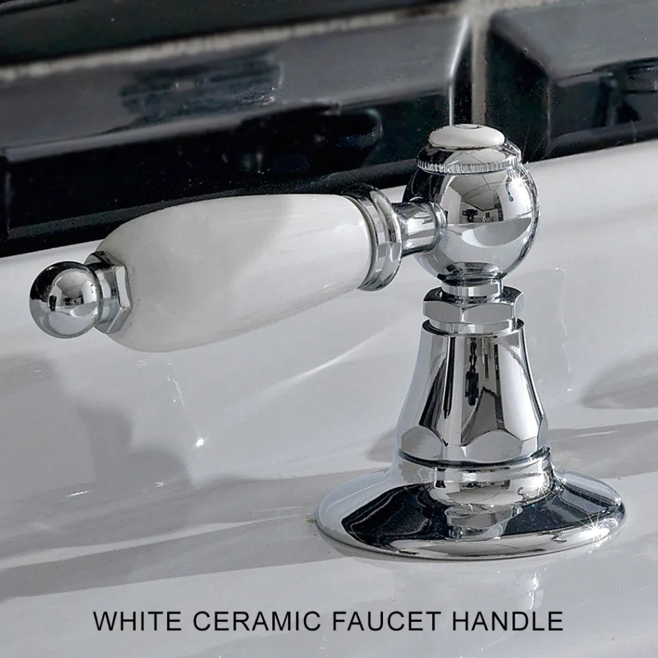 Mezclador de lavabo de 3 orificios con palancas de estilo clásico en latón artesanal - Noriana Viadurini