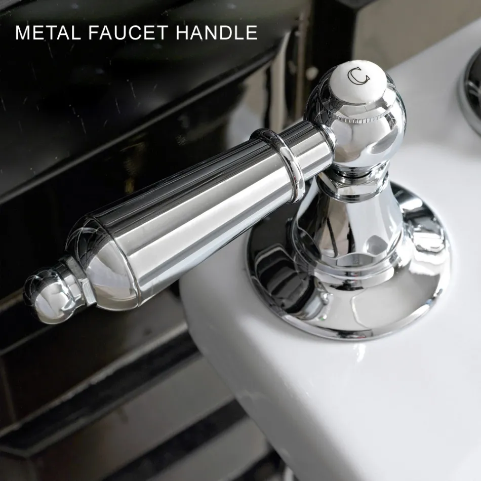 Mezclador de lavabo de 3 orificios con palancas de estilo clásico en latón artesanal - Noriana Viadurini