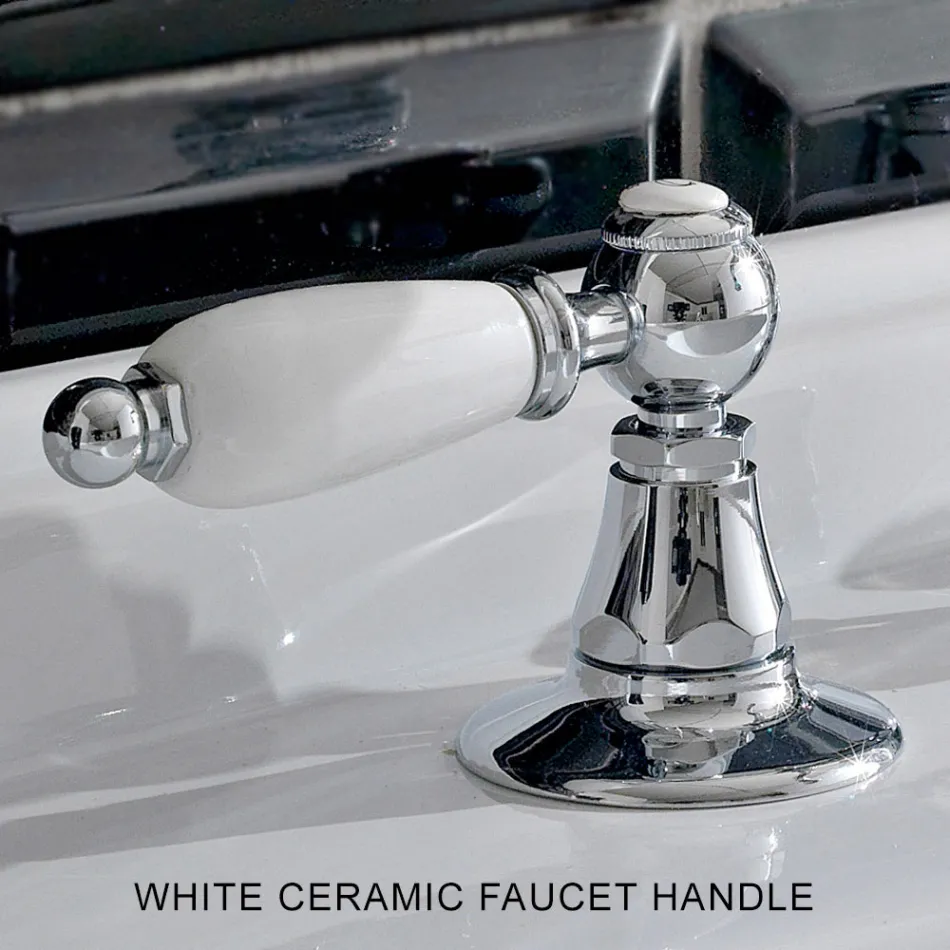 Mezclador de lavabo de 3 orificios con desagüe de latón estilo clásico artesanal - Noriana Viadurini