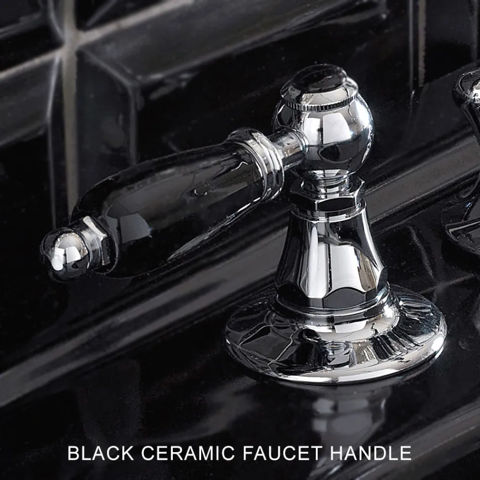 Mezclador de lavabo de 3 orificios con desagüe de latón estilo clásico artesanal - Noriana Viadurini