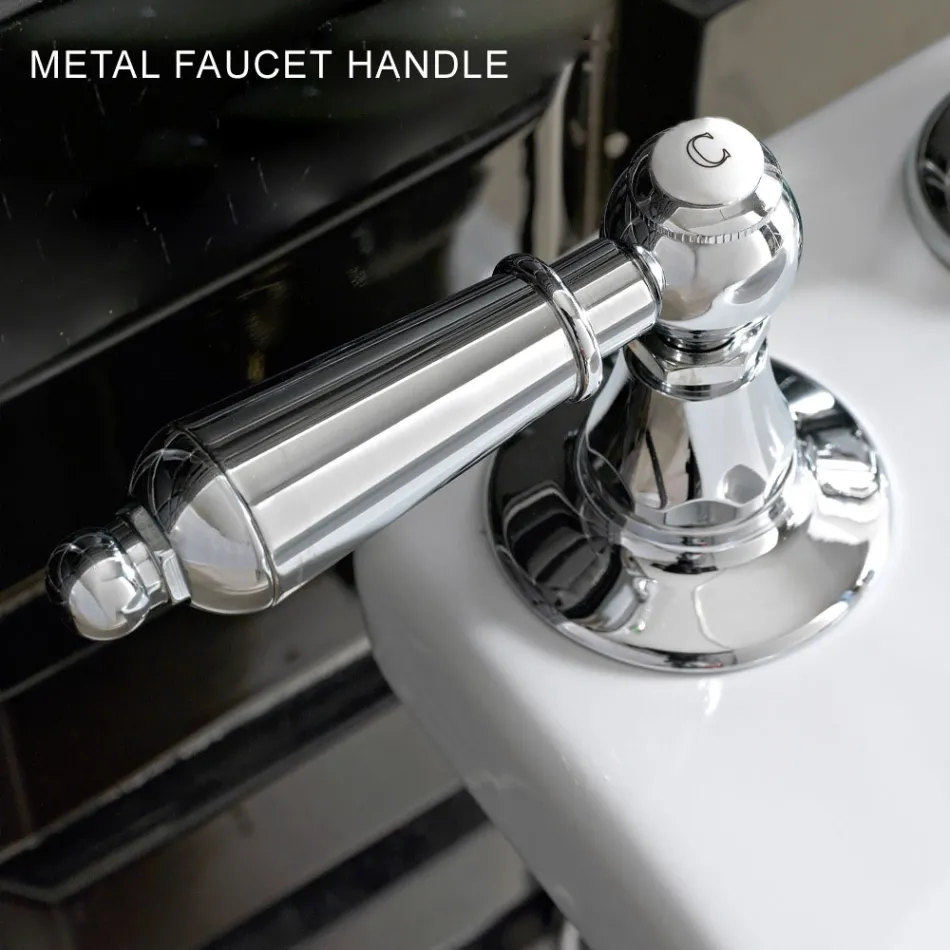 Mezclador de lavabo de 3 orificios con desagüe de latón estilo clásico artesanal - Noriana Viadurini