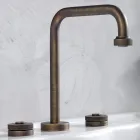 Mezclador de lavabo moderno de 3 orificios con desagüe Made in Italy - Quito Viadurini