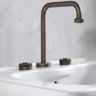 Mezclador de lavabo moderno de 3 orificios con desagüe Made in Italy - Quito Viadurini