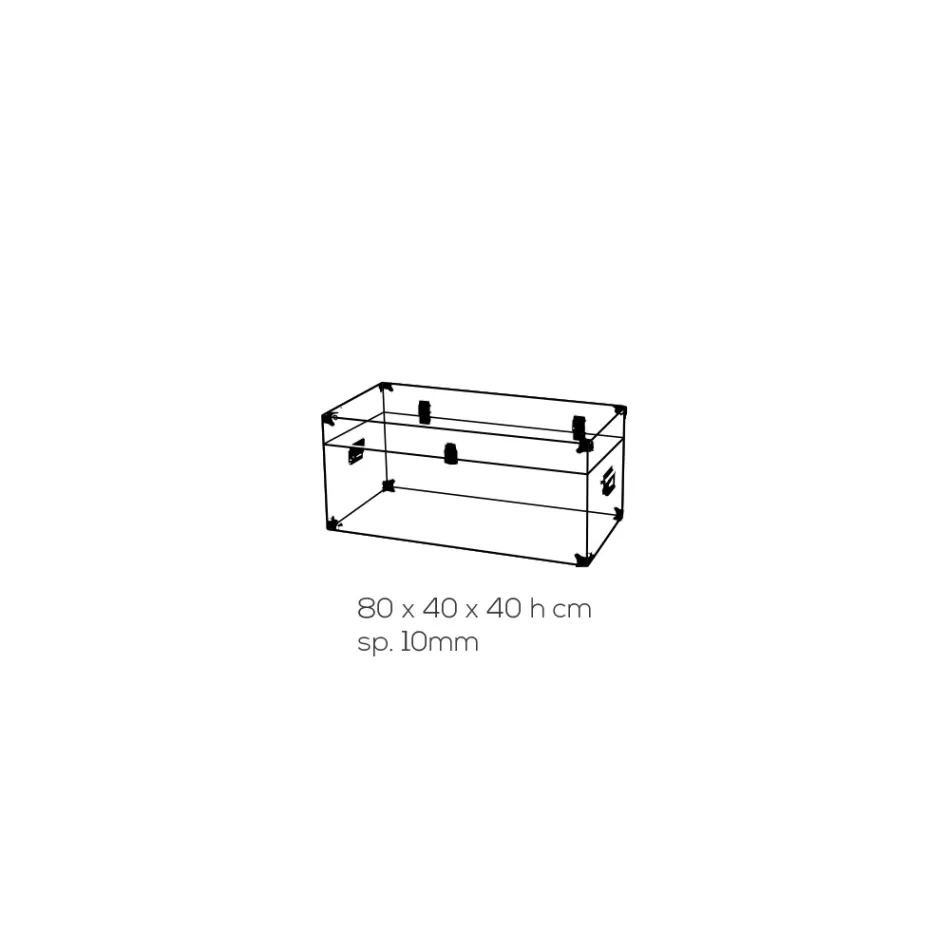 Baúl de diseño en cristal acrílico transparente y acero moderno - Dante Viadurini