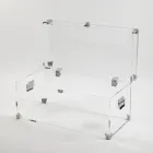 Baúl de diseño en cristal acrílico transparente y acero moderno - Dante Viadurini