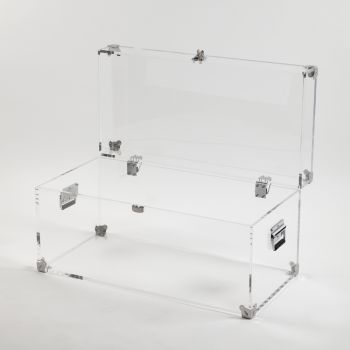 Baúl de diseño en cristal acrílico transparente y acero moderno - Dante