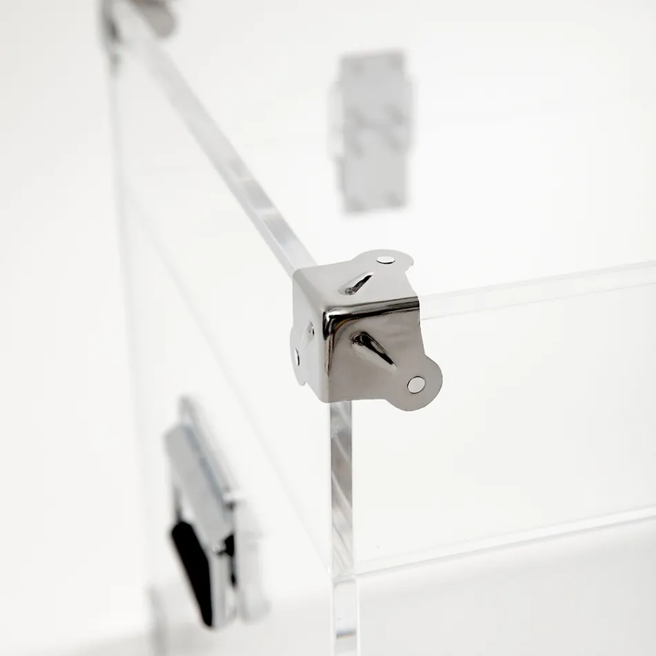 Baúl de diseño en cristal acrílico transparente y acero moderno - Dante Viadurini