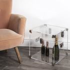 Baúl en cristal acrílico transparente o ahumado y acero moderno - Dante Viadurini