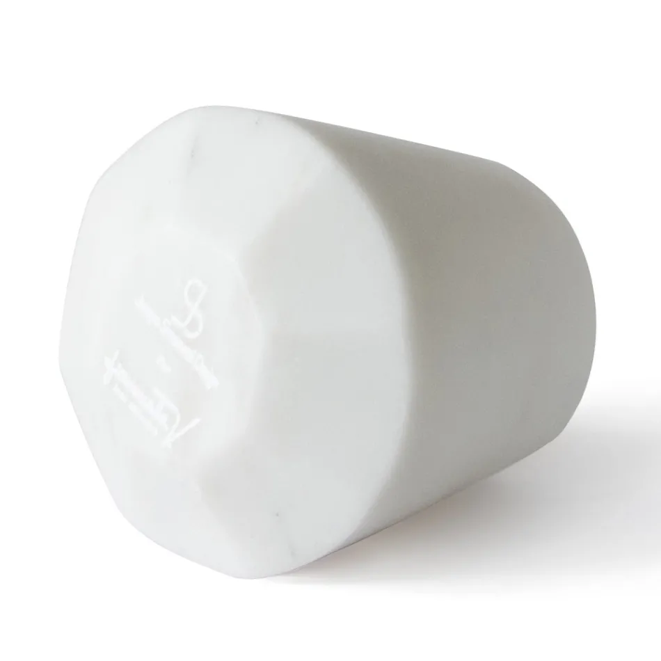 Vaso de agua en mármol de Carrara blanco satinado Diseño italiano - Scaglio Viadurini