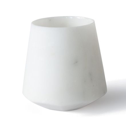 Vaso de agua en mármol de Carrara blanco satinado Diseño italiano - Scaglio Viadurini