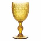 Copas de copa para agua o vino en vidrio de colores y decoraciones en relieve - Folk Viadurini