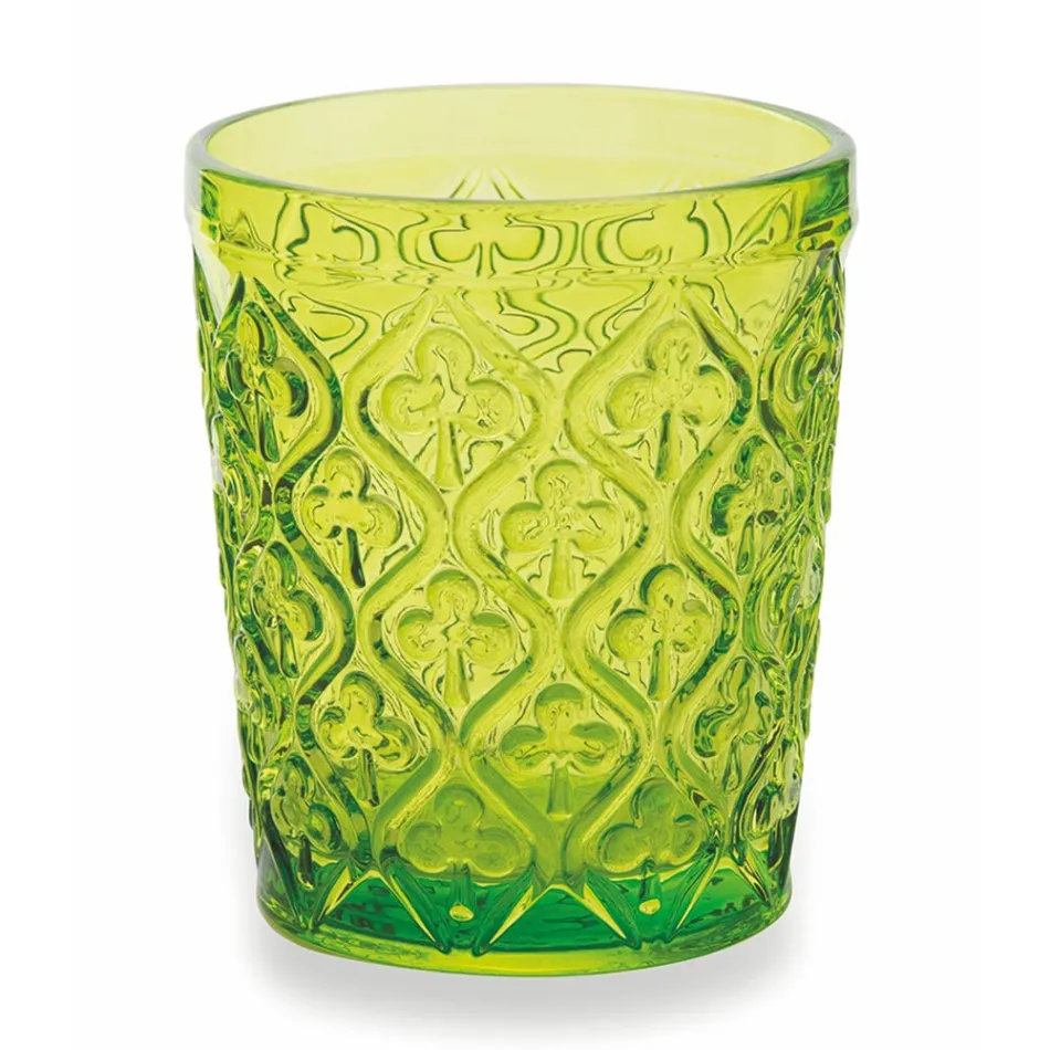 Vasos de agua de vidrio coloreado con adornos arabescos 12 piezas - Marruecos Viadurini