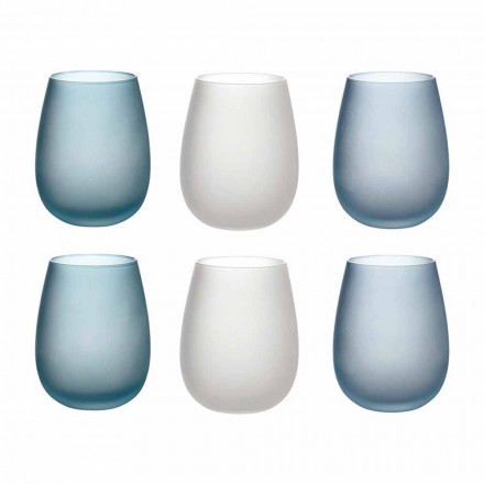 Vasos de agua en vidrio esmerilado de colores Servicio completo 12 Piezas - Otoño Viadurini