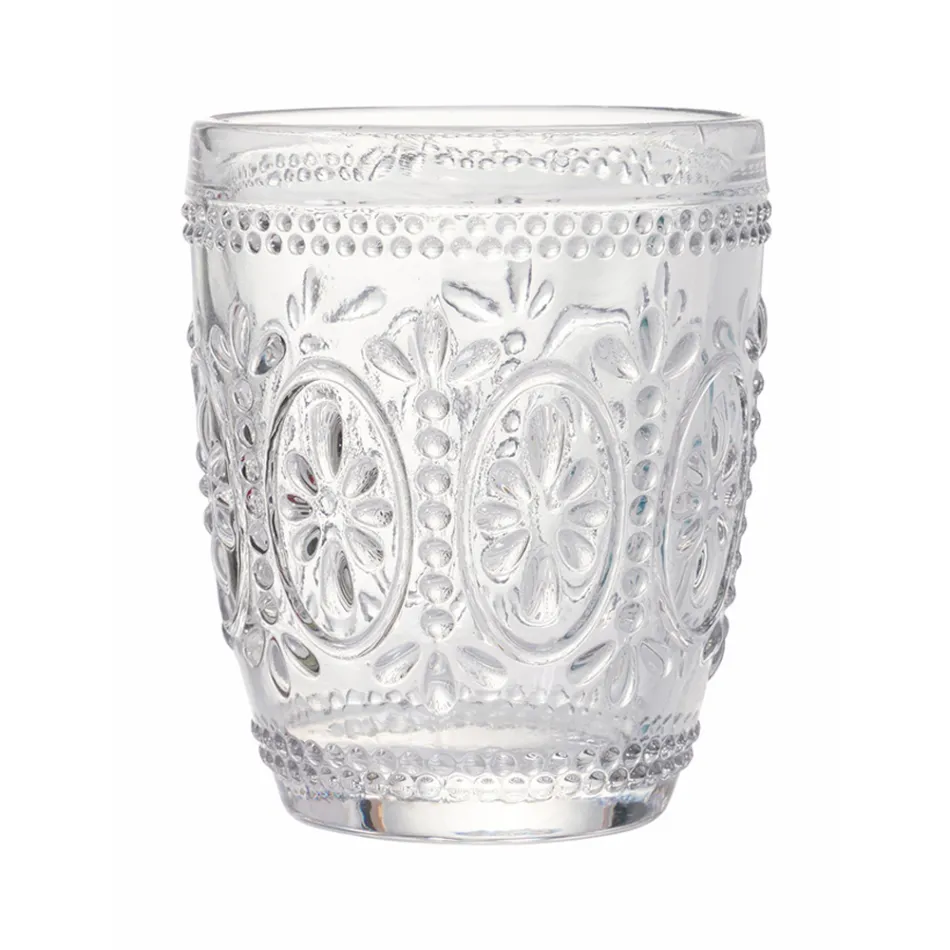 Vasos De Agua De Vidrio Transparente Decorados 12 Piezas - Palazzo Viadurini