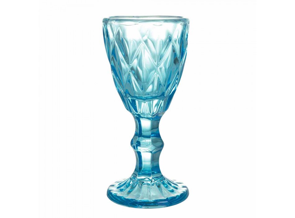 Vasos cáliz para licor en vidrio azul degradado o ámbar, 12 piezas - Poliedro Viadurini