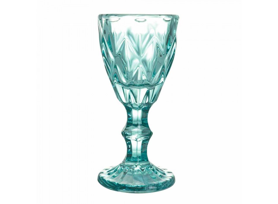Vasos cáliz para licor en vidrio azul degradado o ámbar, 12 piezas - Poliedro Viadurini