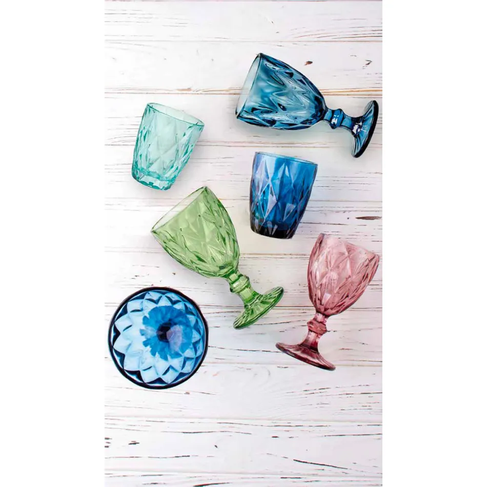 Diseño moderno de vidrio de color copas de vino 6 piezas - Timon Viadurini