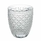 Vasos de agua de vidrio transparente con decoraciones talladas 12 piezas - Rocca Viadurini