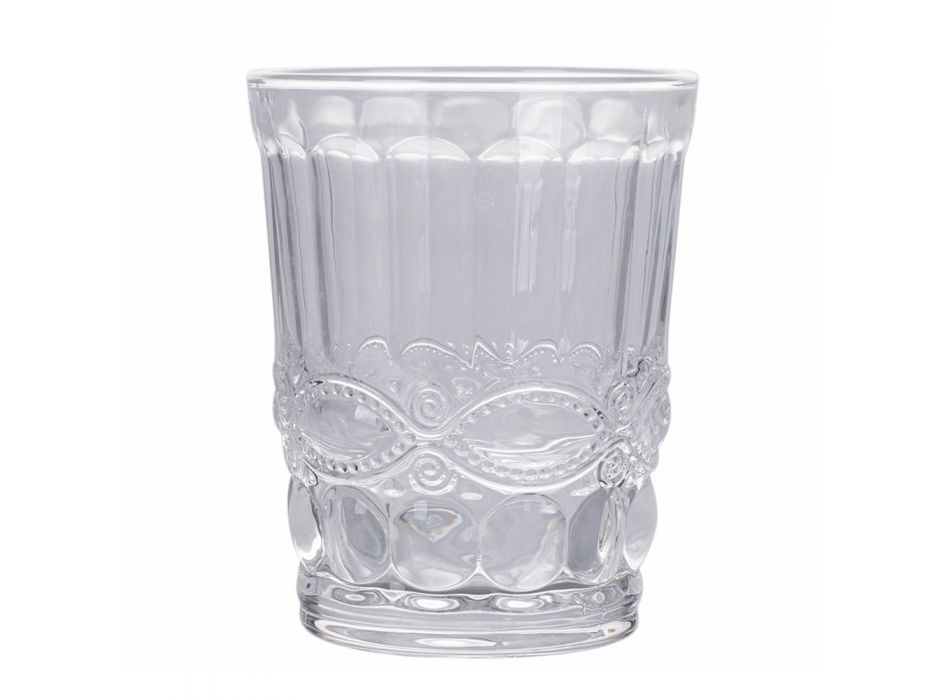 Vasos De Agua De Vidrio Transparente Decorados 12 Piezas - Garbo Viadurini