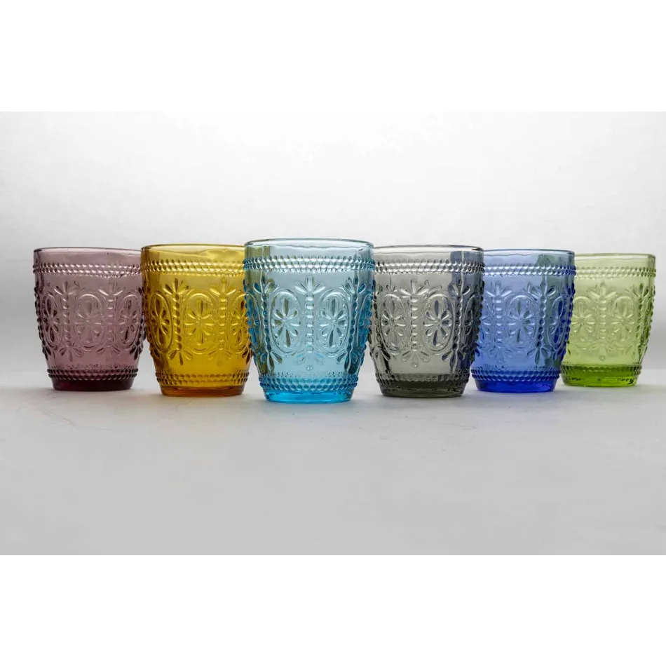 Set de 6 vasos de agua decorados y de colores - Pastel-Palazzo Viadurini