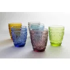 Set de 6 vasos de agua decorados y de colores - Pastel-Palazzo Viadurini