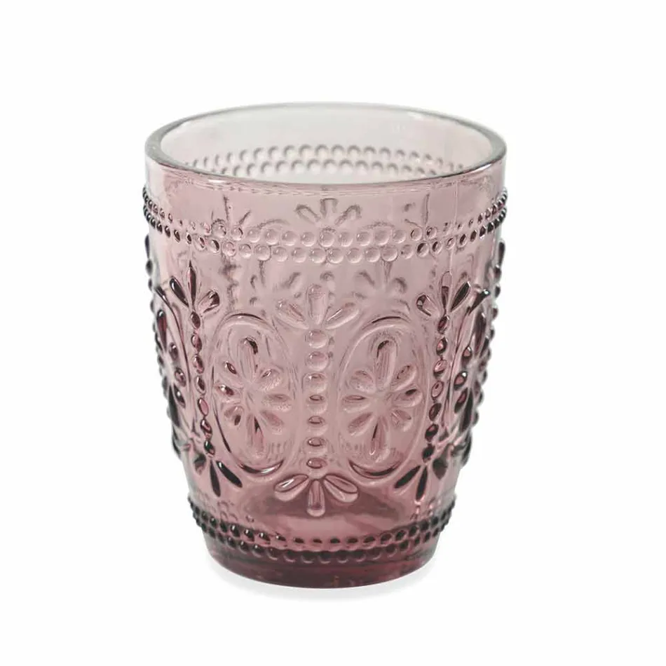 Set de 6 vasos de agua decorados y de colores - Pastel-Palazzo Viadurini