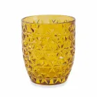 Vasos decorados de vidrio coloreado moderno que sirven agua 6 piezas - Mezcla Viadurini