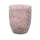 Vasos decorados de vidrio coloreado moderno que sirven agua 6 piezas - Mezcla Viadurini