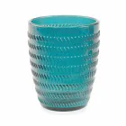 Vasos decorados de vidrio coloreado moderno que sirven agua 6 piezas - Mezcla Viadurini