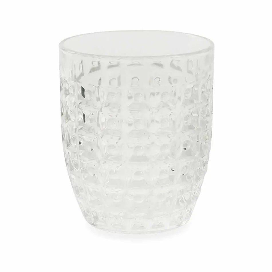 Vasos decorados de vidrio coloreado moderno que sirven agua 6 piezas - Mezcla Viadurini