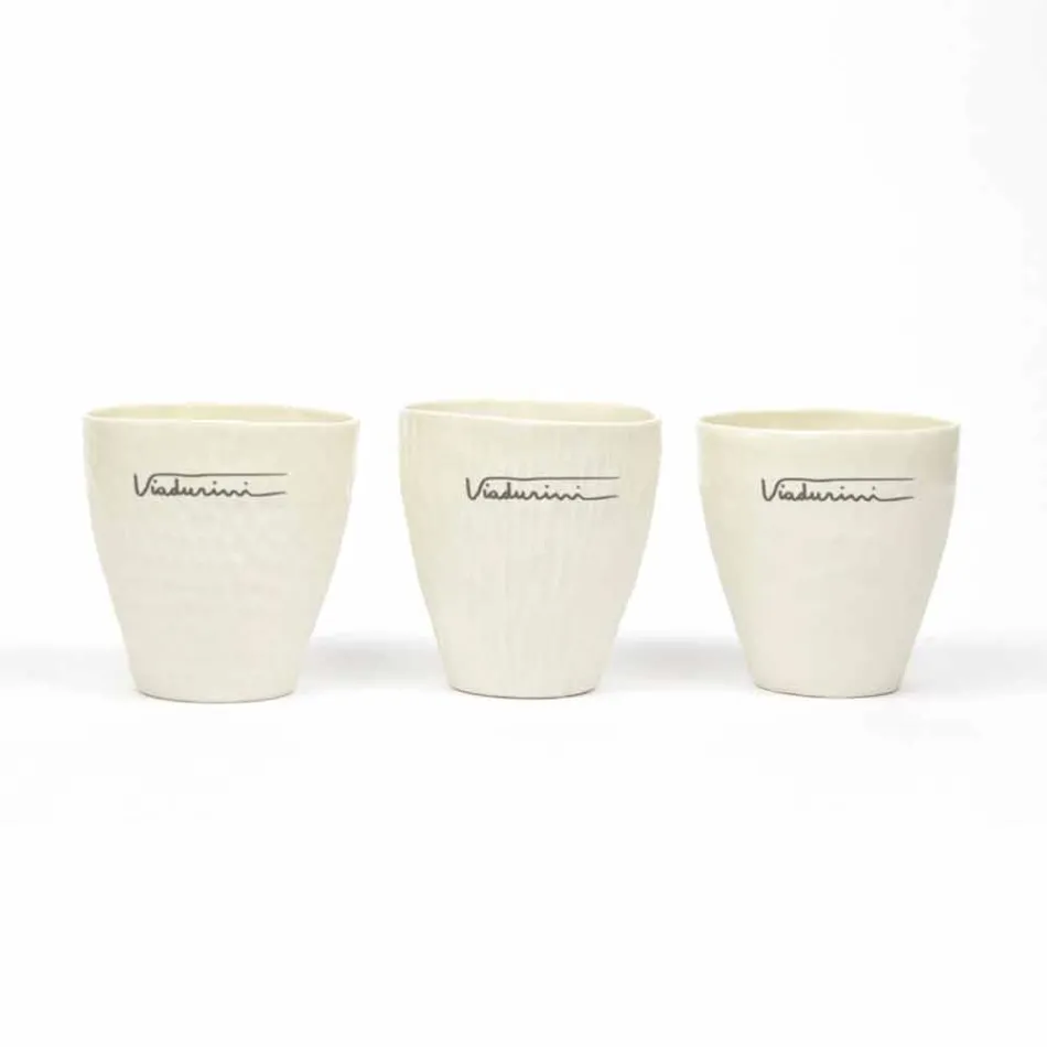 Vasos De Porcelana Blanca De Diseño De Lujo 6 Piezas Únicas - Arcireale Viadurini