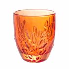 Vasos de agua de vidrio coloreado con decoración de coral, 12 piezas - Crimson Viadurini