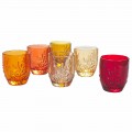 Vasos de agua de vidrio coloreado con decoración de coral, 12 piezas - Crimson