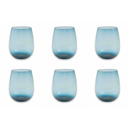 Servicio de vasos de agua de vidrio moderno y coloreado de 6 piezas - Aperi Viadurini