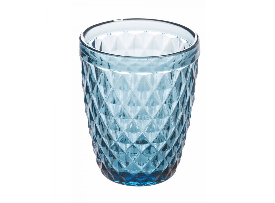 Vasos para Servicio de Agua en Vidrio Decorado de Colores 12 Piezas - Brillo Viadurini