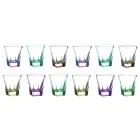 Vasos bajos para bebidas Tumbler en cristal de color ecológico 12 piezas - Amalgama Viadurini