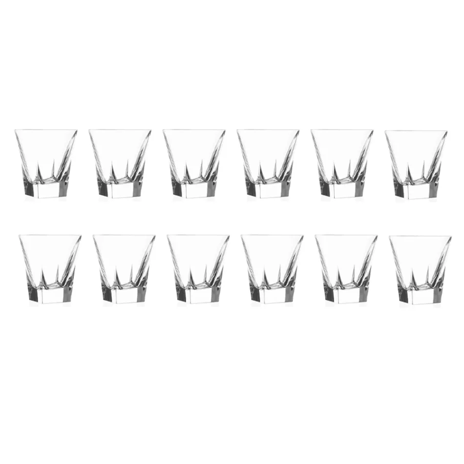 Vasos bajos para bebidas Tumbler en cristal de color ecológico 12 piezas - Amalgama Viadurini