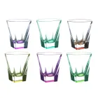 Vasos bajos para bebidas Tumbler en cristal de color ecológico 12 piezas - Amalgama Viadurini