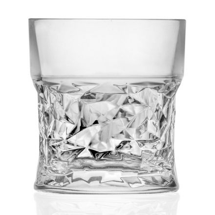 Vasos de vaso bajo con decoración cuadrada de cristal ecológico 12 piezas - Ritmo Viadurini