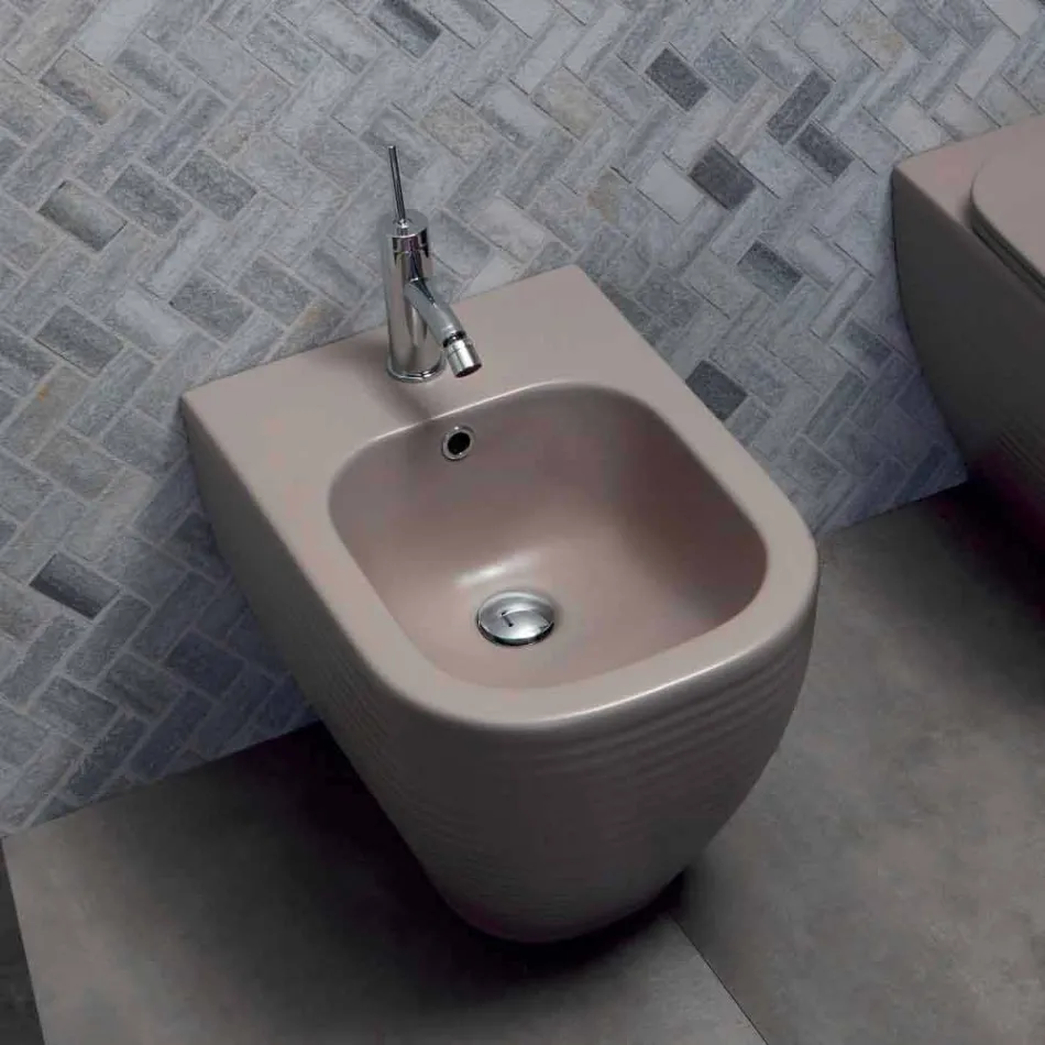 Bidet de Piso en Cerámica Esmaltada Trabia Blanca o Coloreada Viadurini