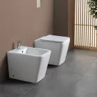 Bidé monomando de pie en cerámica blanca con un elegante diseño moderno - Giunco Viadurini