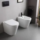 Bidé Salice de un solo orificio, de pie, en cerámica blanca con un elegante diseño moderno. Viadurini