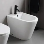 Bidé Salice de un solo orificio, de pie, en cerámica blanca con un elegante diseño moderno. Viadurini