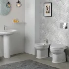 Bidé monomando de pie en cerámica blanca con un elegante diseño moderno - Sílice Viadurini