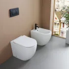 Bidé monomando de pie en cerámica blanca resistente con un diseño moderno - Olmo Viadurini
