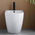 Bidé monomando de pie en cerámica blanca resistente con un diseño moderno - Olmo