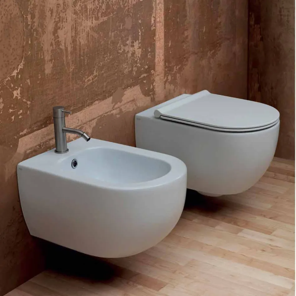 Moderno diseño de pared de cerámica bidet colgado Star 55x35cm made in Italy Viadurini