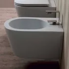 Diseño suspendido de bidé de cerámica Sun Round 57x37cm, made in Italy Viadurini