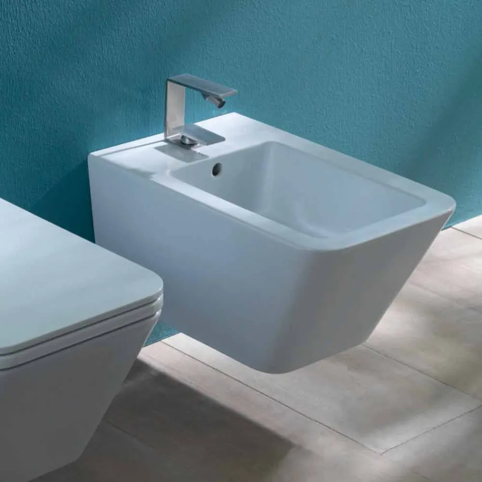 Diseño de bidet suspendido de cerámica Sun Square 55x35cm, made in Italy Viadurini